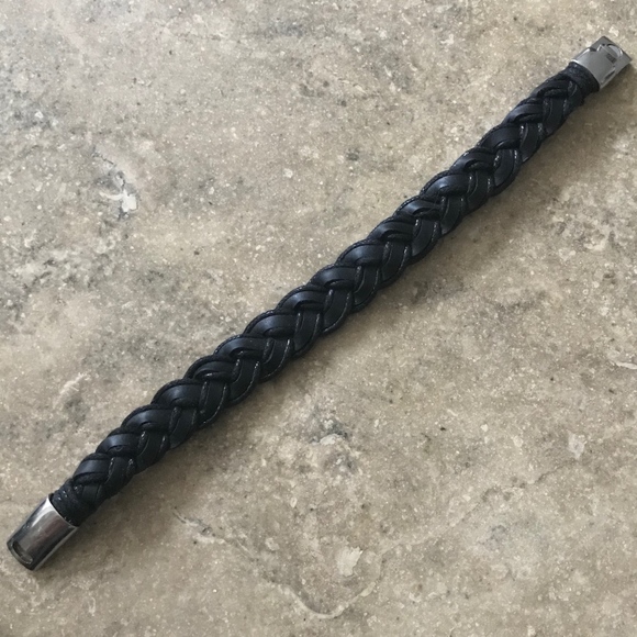 Black Braided Leather Bracelet - Picture 6 of 6